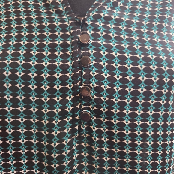 Laundry By Shelli Segal Green And Blue Geometeic Design Blouse Size XS - Picture 4 of 6